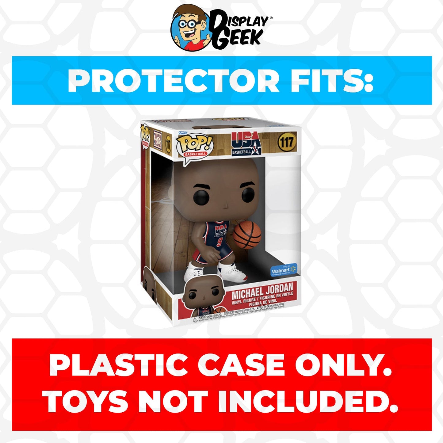 Pop Protector for 10 inch Michael Jordan Team USA #117 Jumbo Funko Pop - PPG Pop Protector Guide Search Created by Display Geek