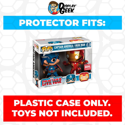 Pop Protector for 2 Pack Captain America & Iron Man Civil War Funko Pop - PPG Pop Protector Guide Search Created by Display Geek