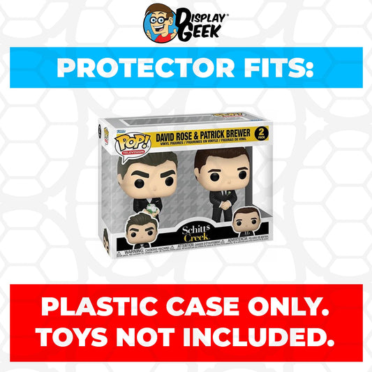 Pop Protector for 2 Pack Schitt's Creek David Rose & Patrick Brewer Wedding Funko Pop on The Protector Guide App by Display Geek