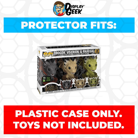 Pop Protector for 3 Pack Drogon, Viserion & Rhaegal Hatching ECCC Funko Pop - PPG Pop Protector Guide Search Created by Display Geek