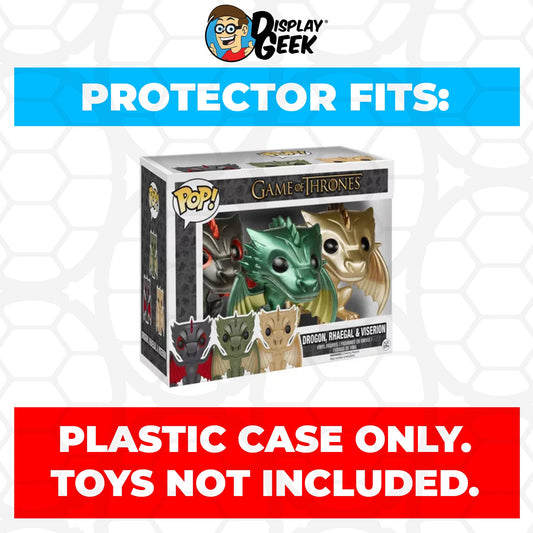 Pop Protector for 3 Pack Drogon, Rhaegal & Viserion Metallic Funko Pop - PPG Pop Protector Guide Search Created by Display Geek