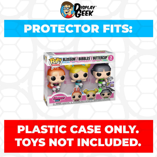 Pop Protector for 3 Pack Powerpuff Girls Blossom, Bubbles & Buttercup Diamond SDCC Funko Pop - PPG Pop Protector Guide Search Created by Display Geek