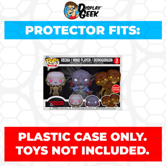 Pop Protector for 3 Pack Vecna, Mind Flayer & Demogorgon Funko Pop Dungeons and Dragons Villains - PPG Pop Protector Guide Search Created by Display Geek