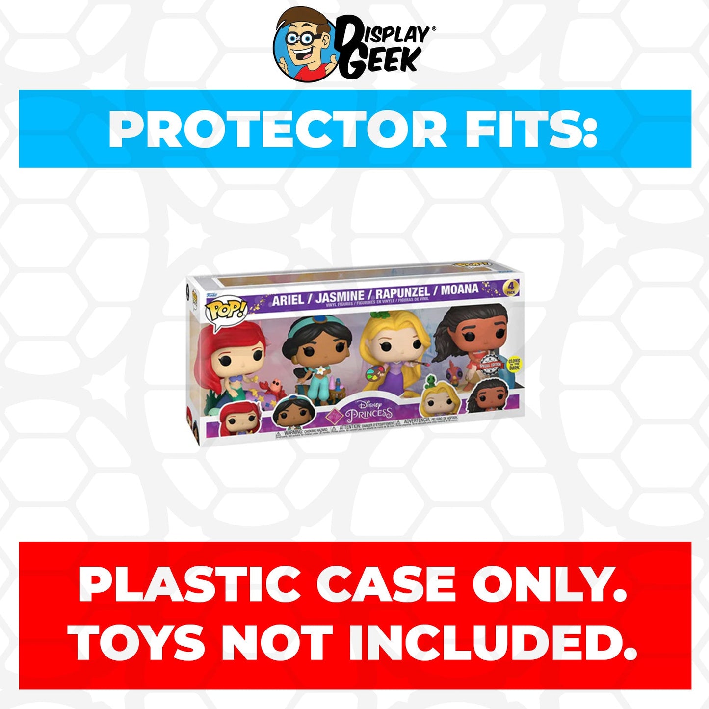 Pop Protector for 4 Pack Ariel, Jasmine, Rapunzel & Moana Glow Funko Pop - PPG Pop Protector Guide Search Created by Display Geek