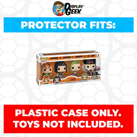 Pop Protector for 4 Pack DBZ Android 16, 17, 18 & Dr. Gero Funko Pop - PPG Pop Protector Guide Search Created by Display Geek