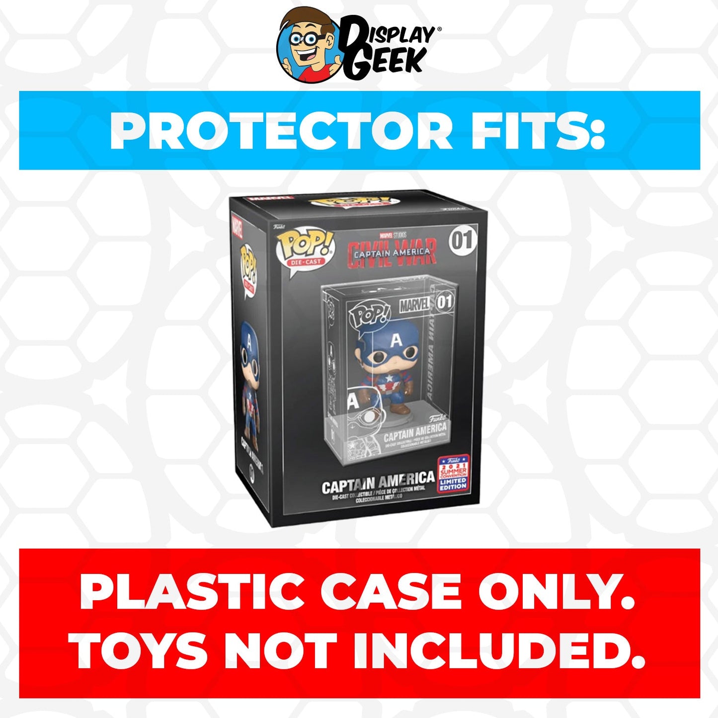 Pop Protector for Captain America FunKon #01 Funko Pop Die-Cast Outer Box - PPG Pop Protector Guide Search Created by Display Geek