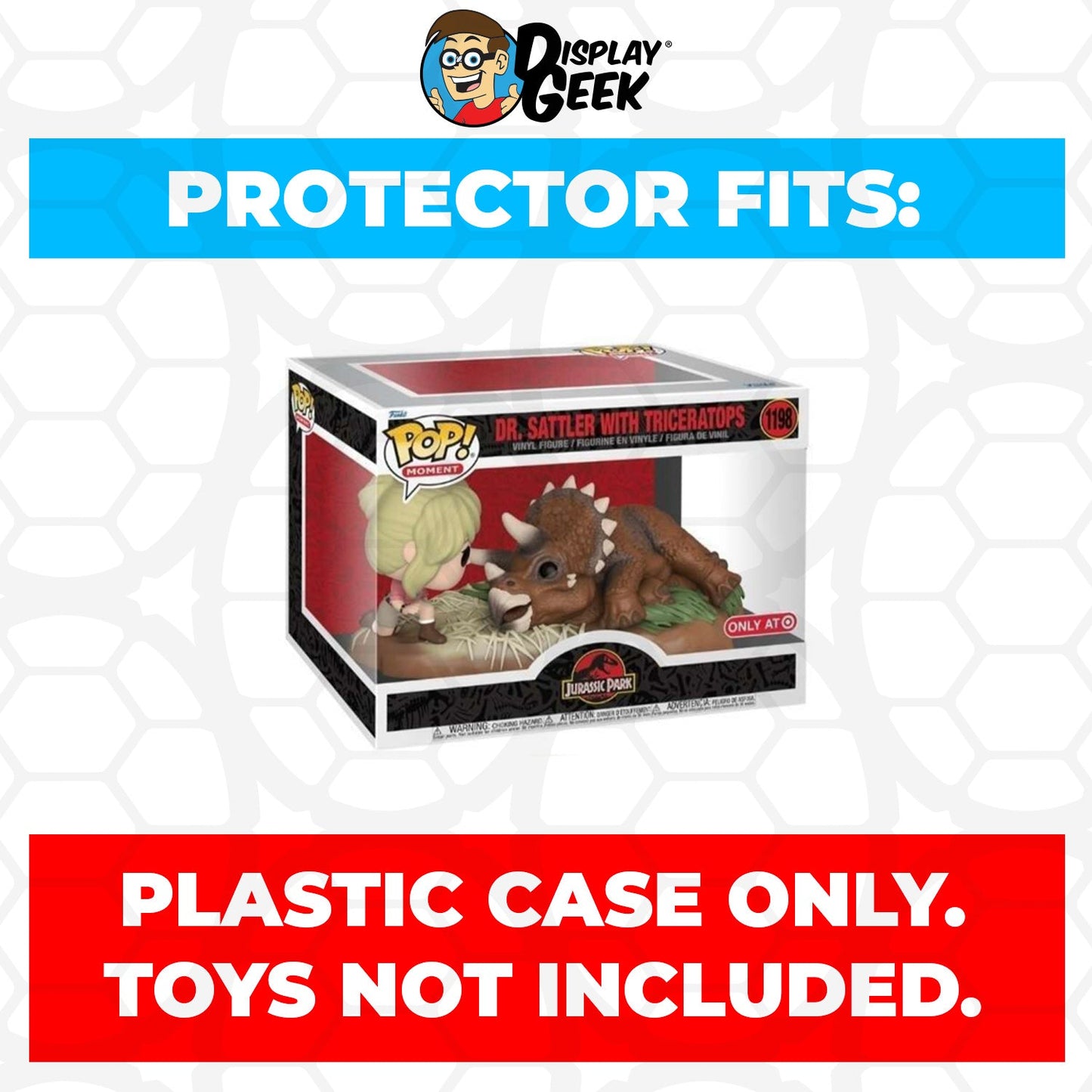 Pop Protector for Jurassic Park Dr. Sattler with Triceratops #1198 Funko Pop Town - PPG Pop Protector Guide Search Created by Display Geek