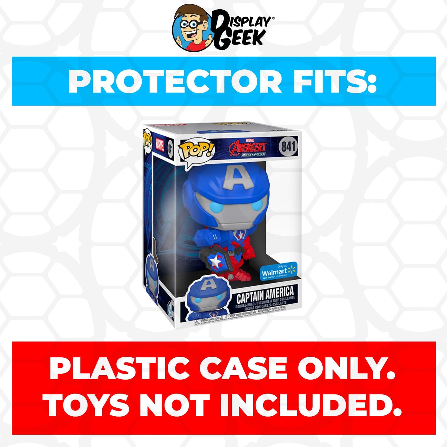 Pop Protector for 10 inch Mech Strike Captain America #841 Jumbo Funko Pop - PPG Pop Protector Guide Search Created by Display Geek