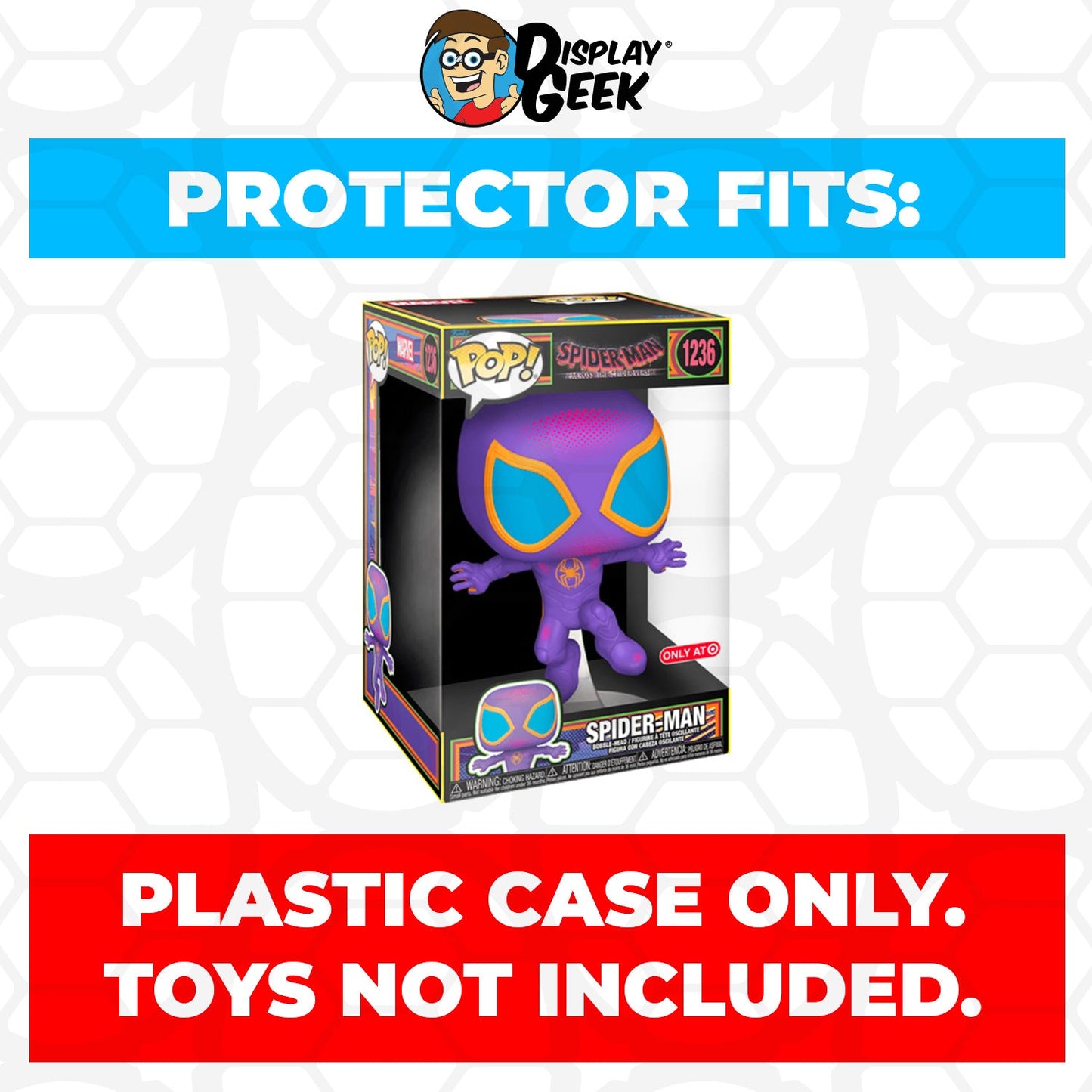 Pop Protector for 10 inch Spider-Man Blacklight #1236 Jumbo Funko Pop - PPG Pop Protector Guide Search Created by Display Geek