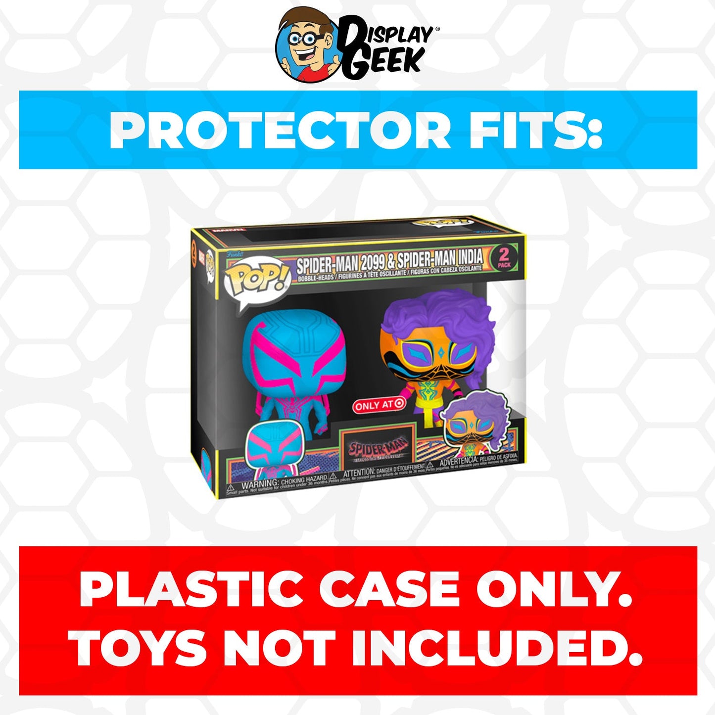 Pop Protector for 2 Pack Spider-Man 2099 & Spider-Man India Blacklight Funko Pop - PPG Pop Protector Guide Search Created by Display Geek