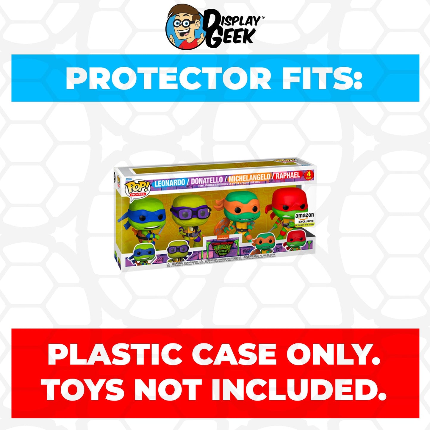 Pop Protector for 4 Pack TMNT Mutant Mayhem Glow in the Dark Funko Pop - PPG Pop Protector Guide Search Created by Display Geek