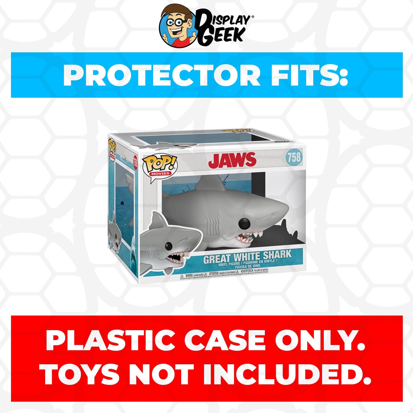 Pop Protector for 6 inch Great White Shark #758 Funko Pop - PPG Pop Protector Guide Search Created by Display Geek